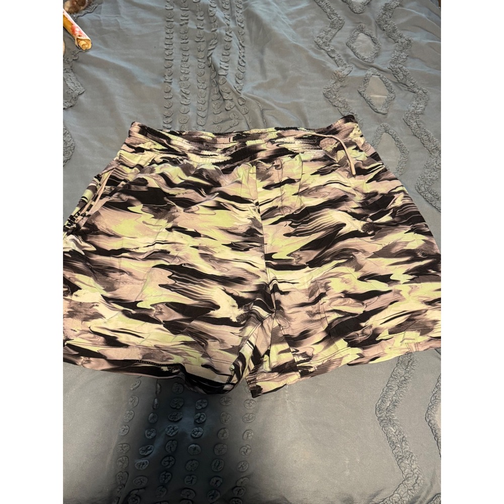 Lululemon Pace Breaker Lined Shorts Disconnect Camo Multi Lime Green Mens